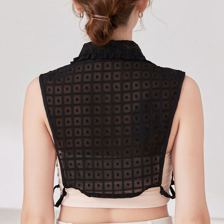 Chemisier demi-chemise amovible à faux col en treillis de pétales