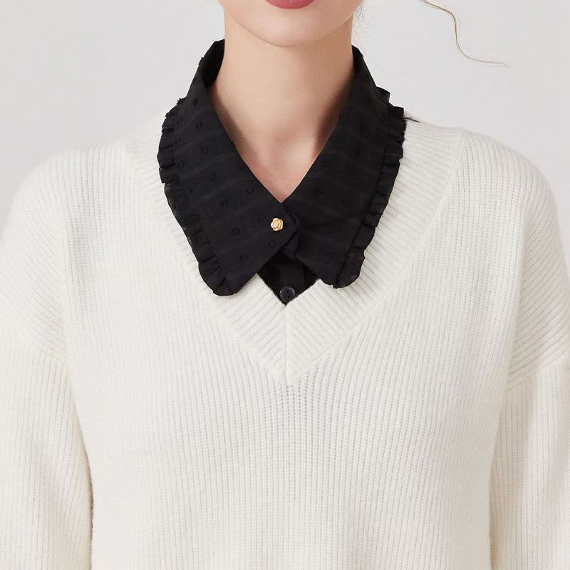 Chemisier demi-chemise amovible à faux col en treillis de pétales