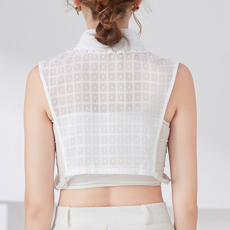 Chemisier demi-chemise amovible à faux col en treillis de pétales