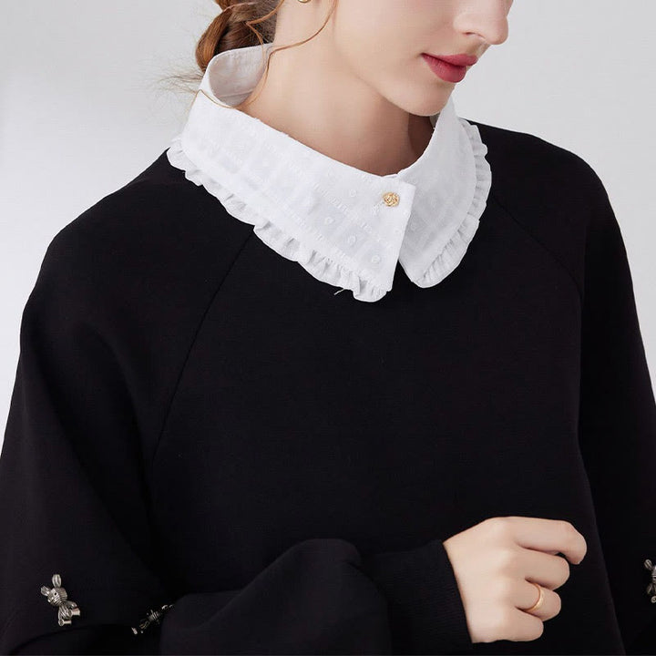 Chemisier demi-chemise amovible à faux col en treillis de pétales