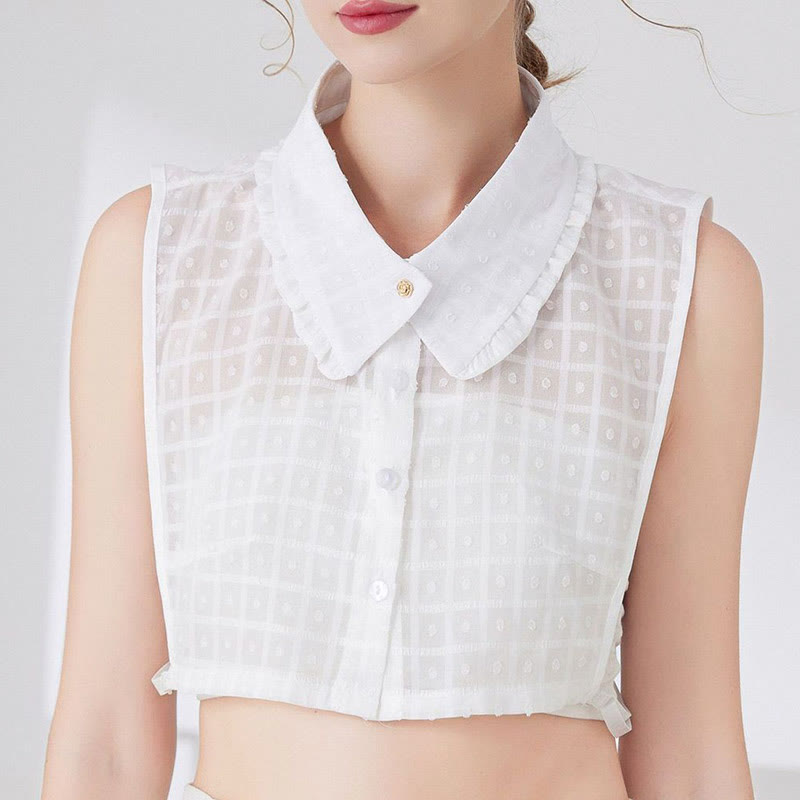 Chemisier demi-chemise amovible à faux col en treillis de pétales