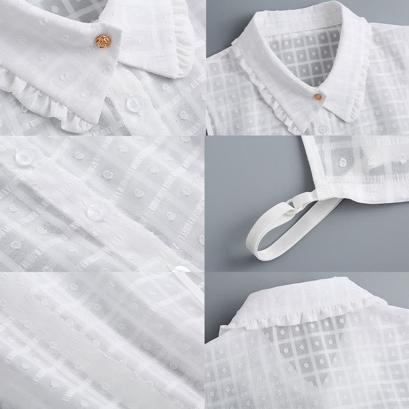 Chemisier demi-chemise amovible à faux col en treillis de pétales