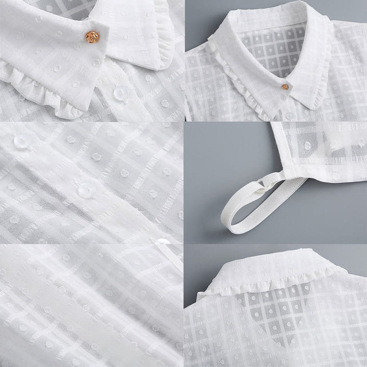 Chemisier demi-chemise amovible à faux col en treillis de pétales