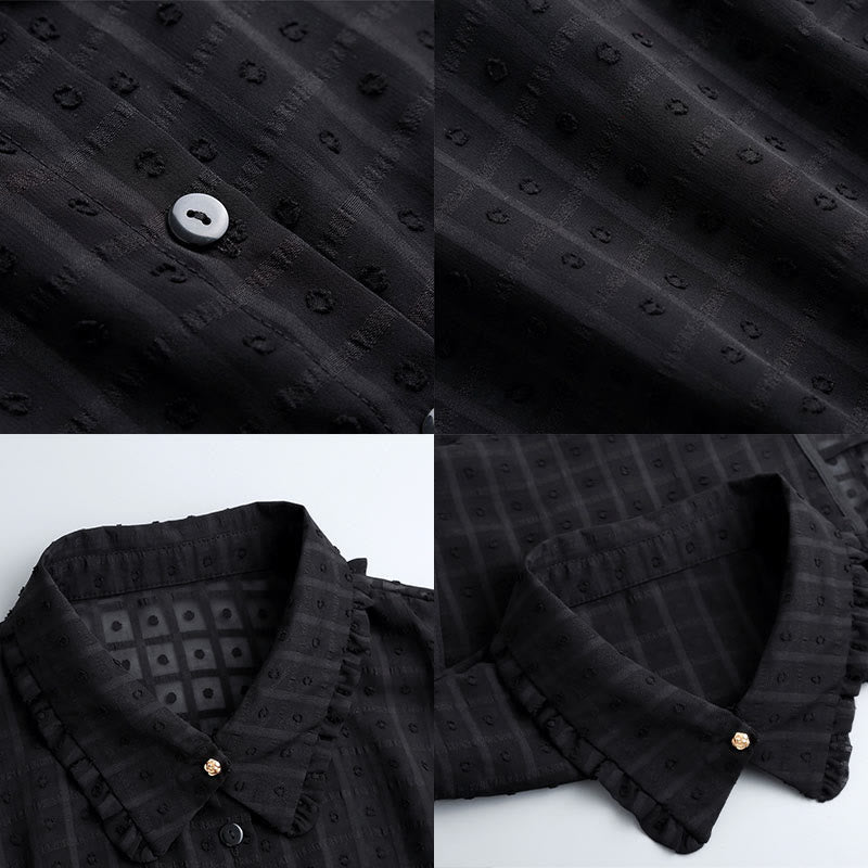 Chemisier demi-chemise amovible à faux col en treillis de pétales