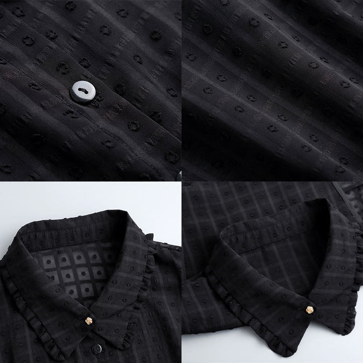 Chemisier demi-chemise amovible à faux col en treillis de pétales