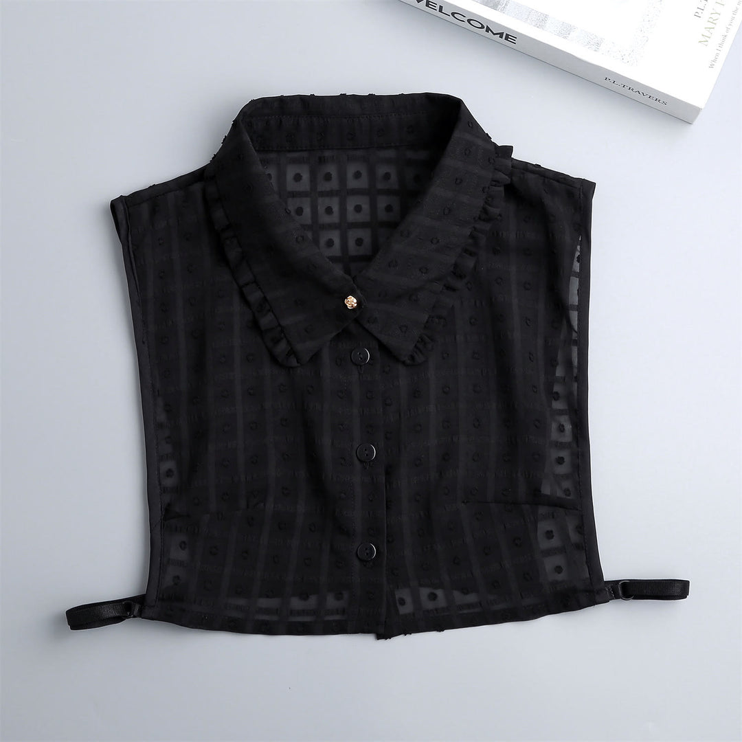 Chemisier demi-chemise amovible à faux col en treillis de pétales