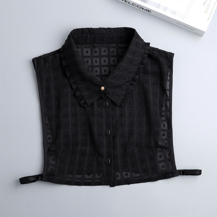 Chemisier demi-chemise amovible à faux col en treillis de pétales