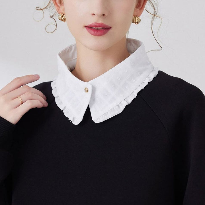 Chemisier demi-chemise amovible à faux col en treillis de pétales