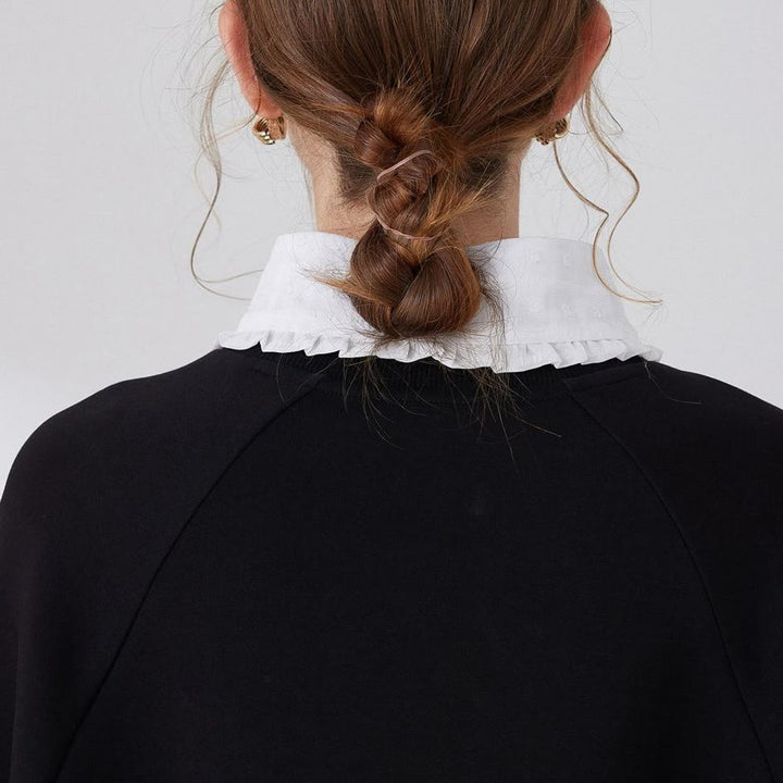 Chemisier demi-chemise amovible à faux col en treillis de pétales