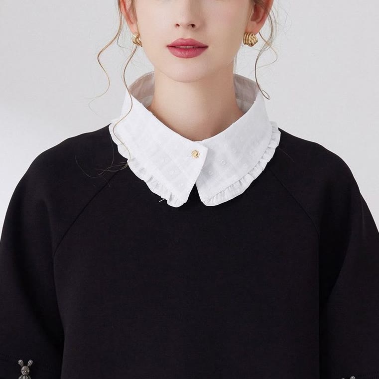 Chemisier demi-chemise amovible à faux col en treillis de pétales
