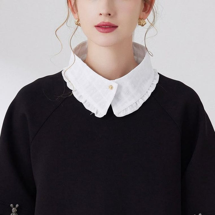 Chemisier demi-chemise amovible à faux col en treillis de pétales