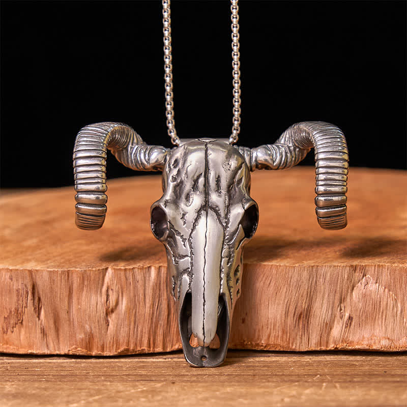 Boucle de ceinture multifonction avec pendentif en forme de crâne de mouton argenté