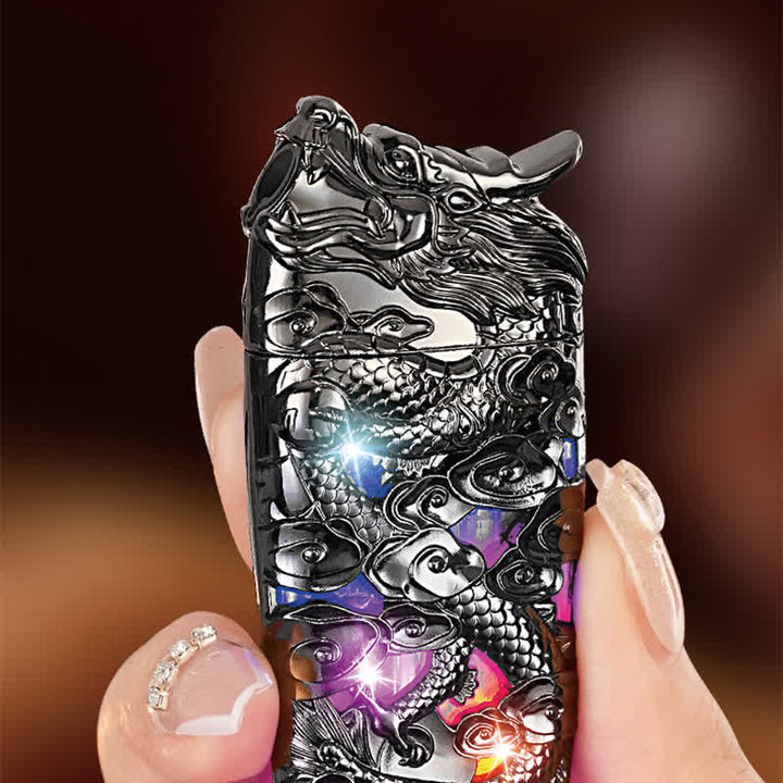 Briquet au butane rechargeable à LED créatif et cool en forme de dragon
