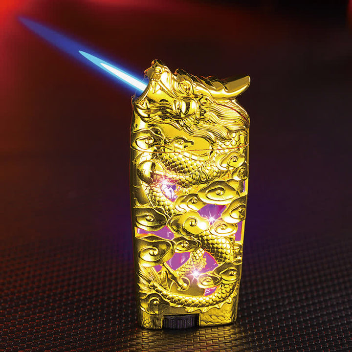 Briquet au butane rechargeable à LED créatif et cool en forme de dragon