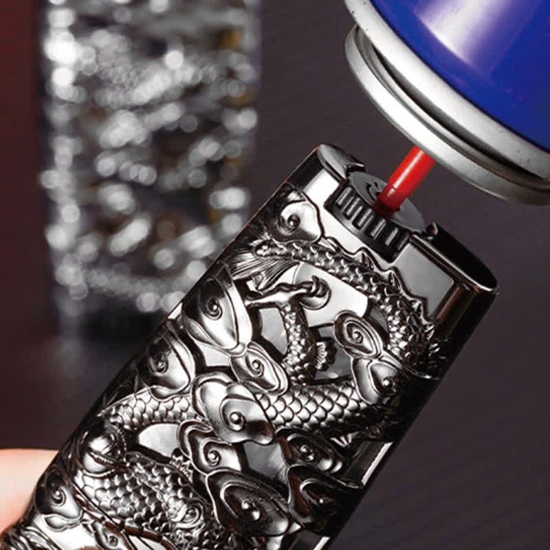 Briquet au butane rechargeable à LED créatif et cool en forme de dragon