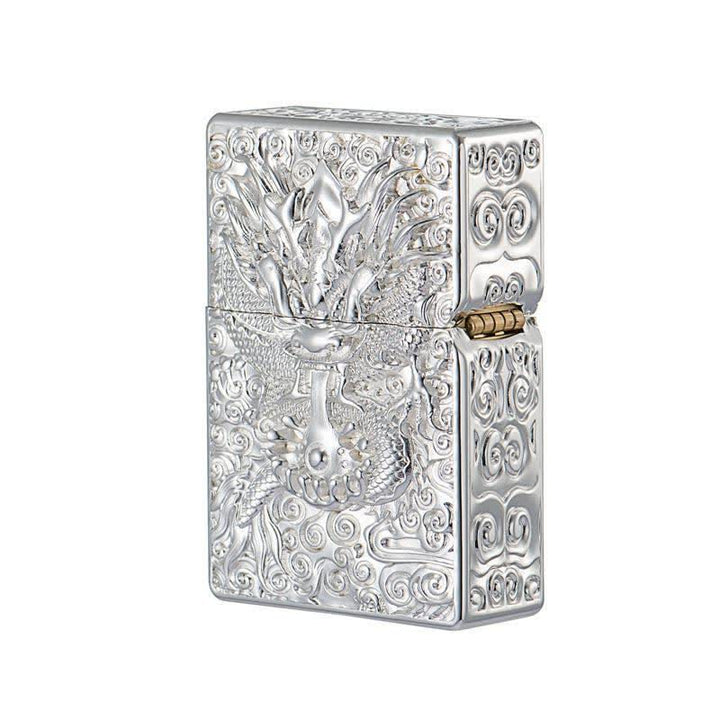 Briquet à pétrole rechargeable en forme de dragon sculpté classique