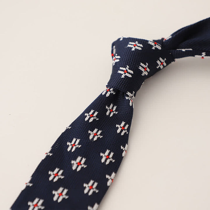 Cravate tricotée à pois et flocons de neige pour homme
