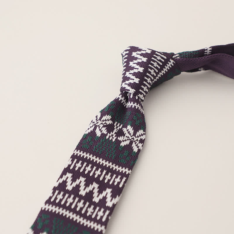 Cravate tricotée à pois et flocons de neige pour homme