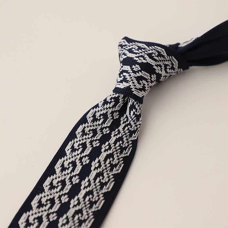 Cravate tricotée à pois et flocons de neige pour homme