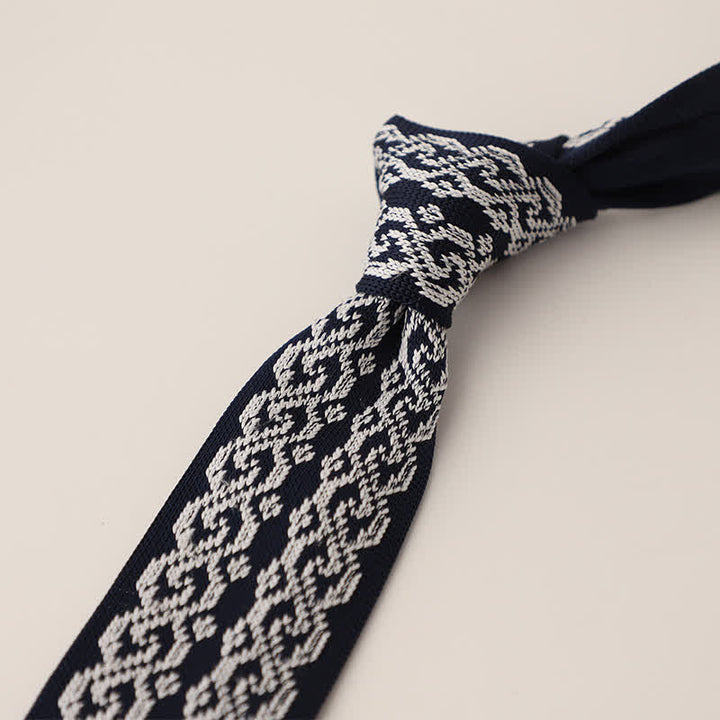 Cravate tricotée à pois et flocons de neige pour homme