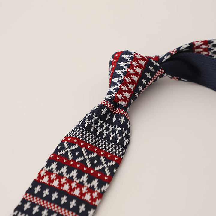 Cravate tricotée à pois et flocons de neige pour homme