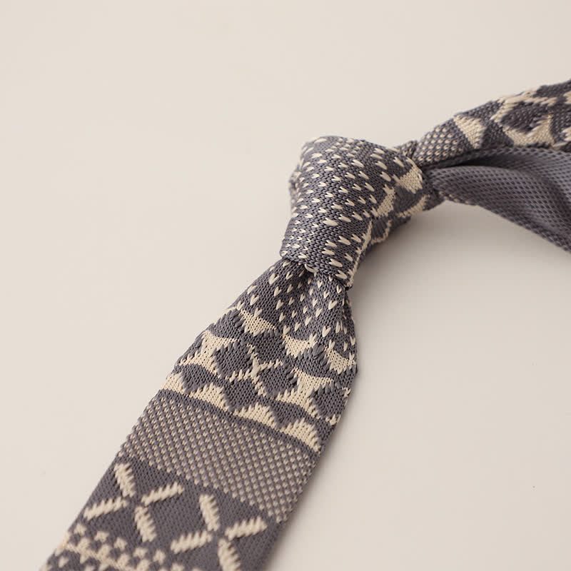 Cravate tricotée à pois et flocons de neige pour homme