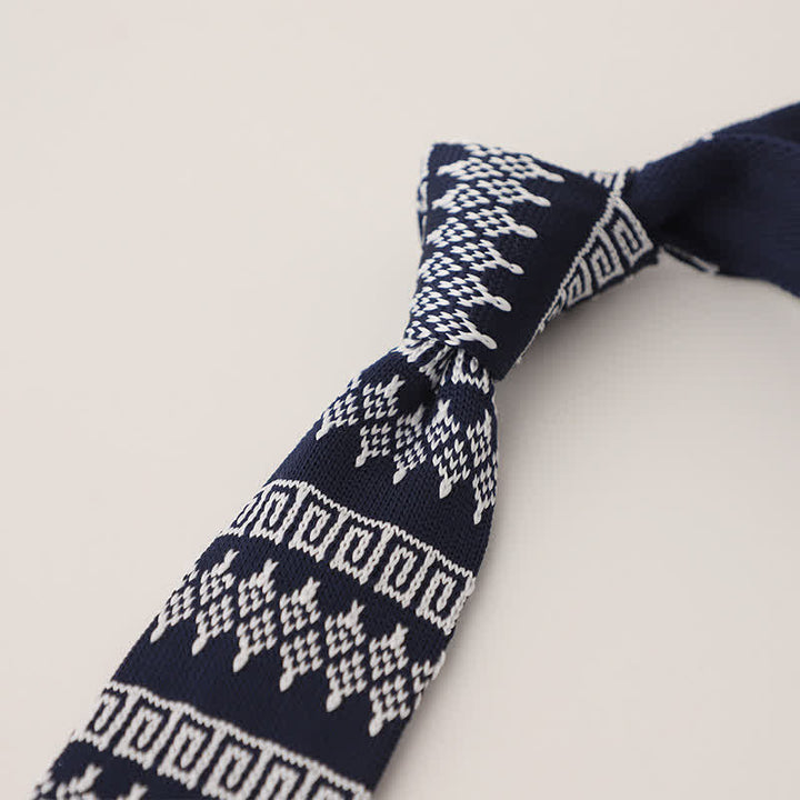 Cravate tricotée à pois et flocons de neige pour homme