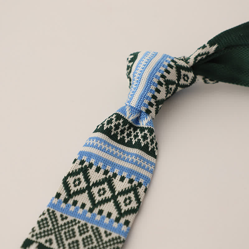 Cravate tricotée à pois et flocons de neige pour homme