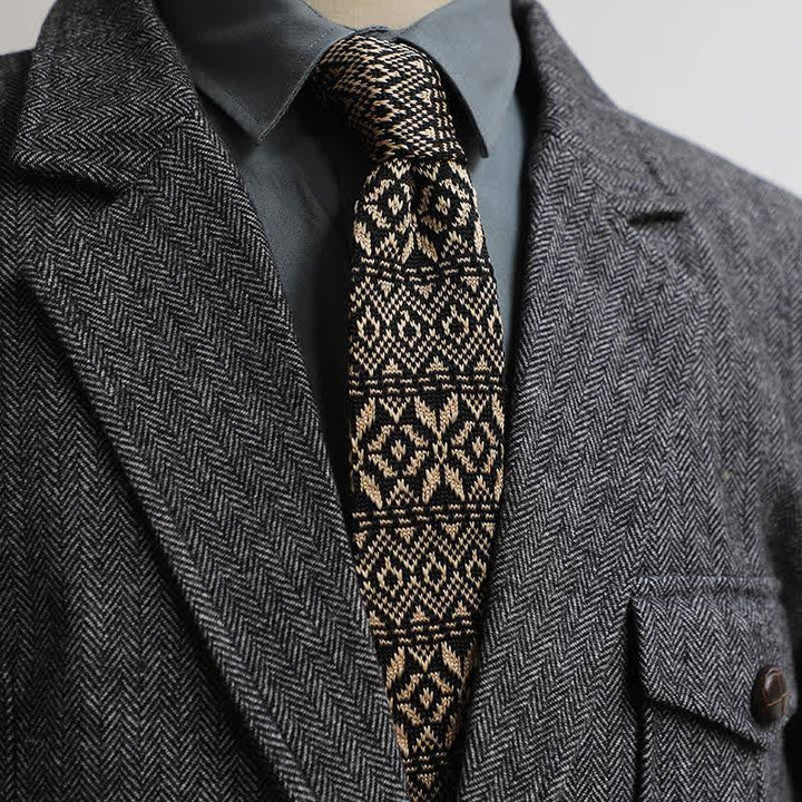Cravate tricotée à motif vintage de style britannique pour homme