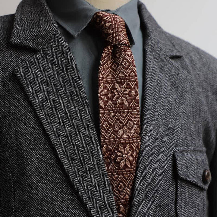 Cravate tricotée à motif vintage de style britannique pour homme
