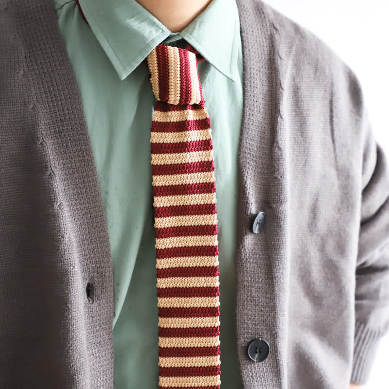 Cravate tricotée à motif vintage de style britannique pour homme