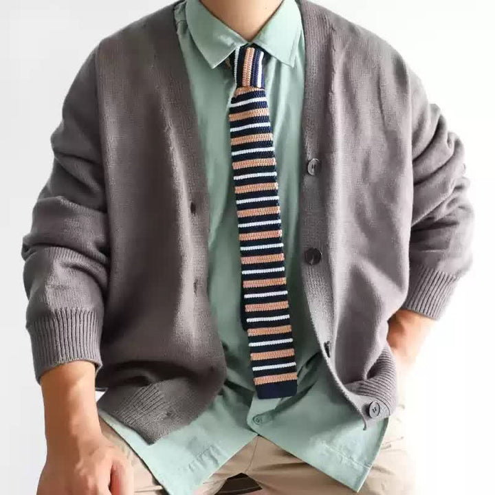 Cravate tricotée à motif vintage de style britannique pour homme