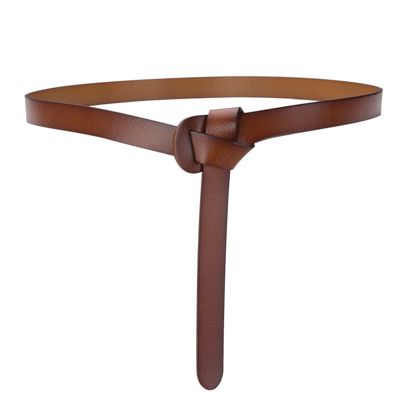 Ceinture classique en cuir avec nœud de couleur unie