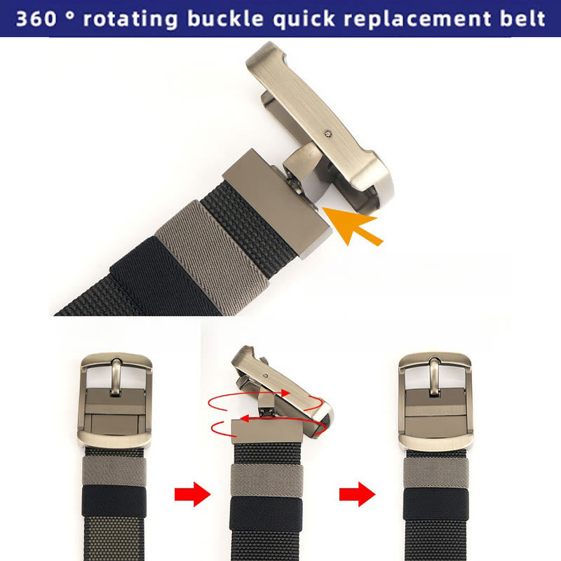 Ceinture à boucle rotative pour homme Ceinture réversible en nylon