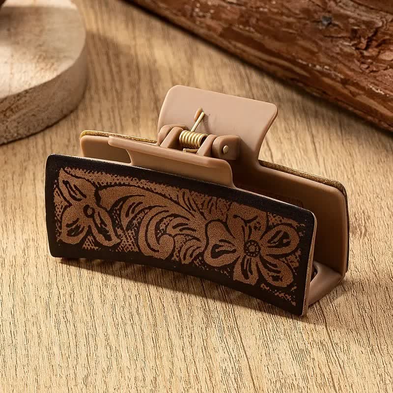 Pince à cheveux marron à imprimé floral pour femme