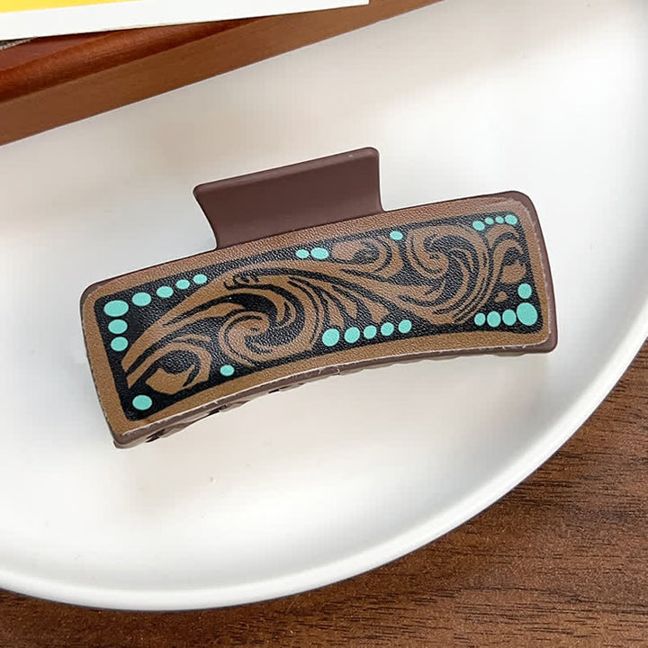 Pince à cheveux marron à imprimé floral pour femme