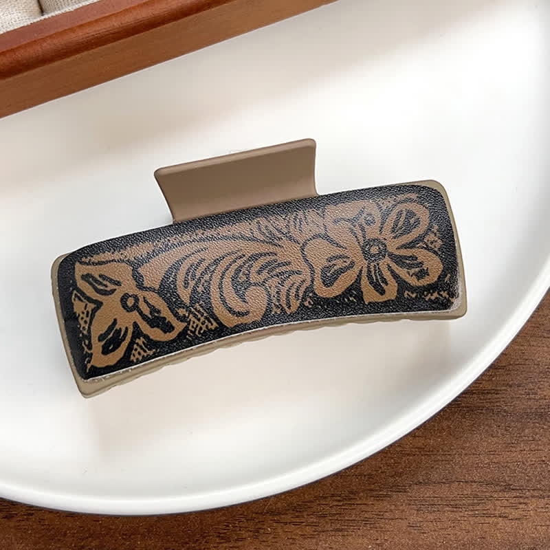 Pince à cheveux marron à imprimé floral pour femme