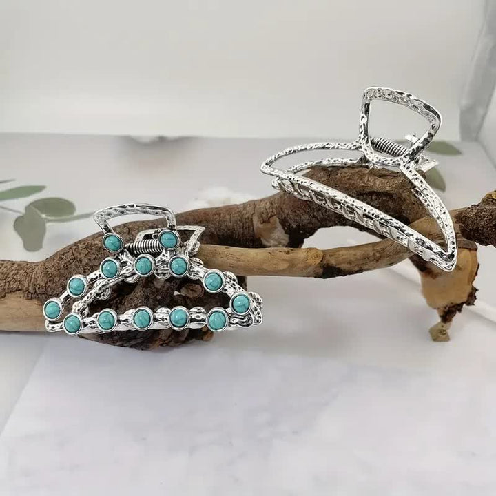 Pince à cheveux rétro bleu turquoise antique pour femme
