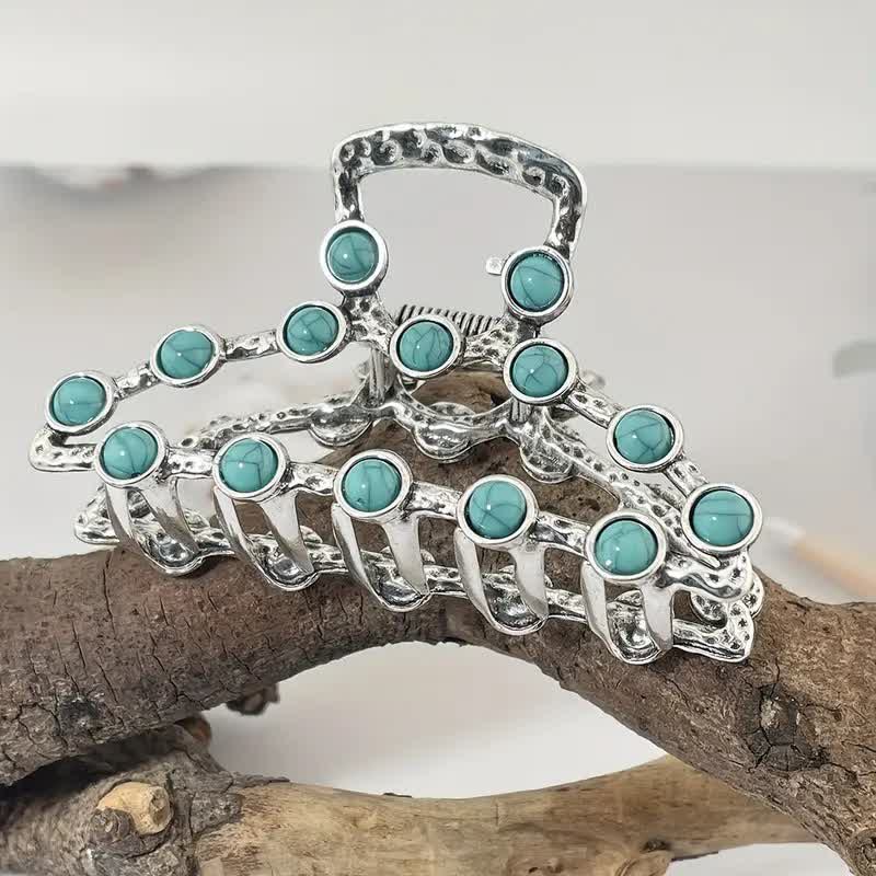Pince à cheveux rétro bleu turquoise antique pour femme