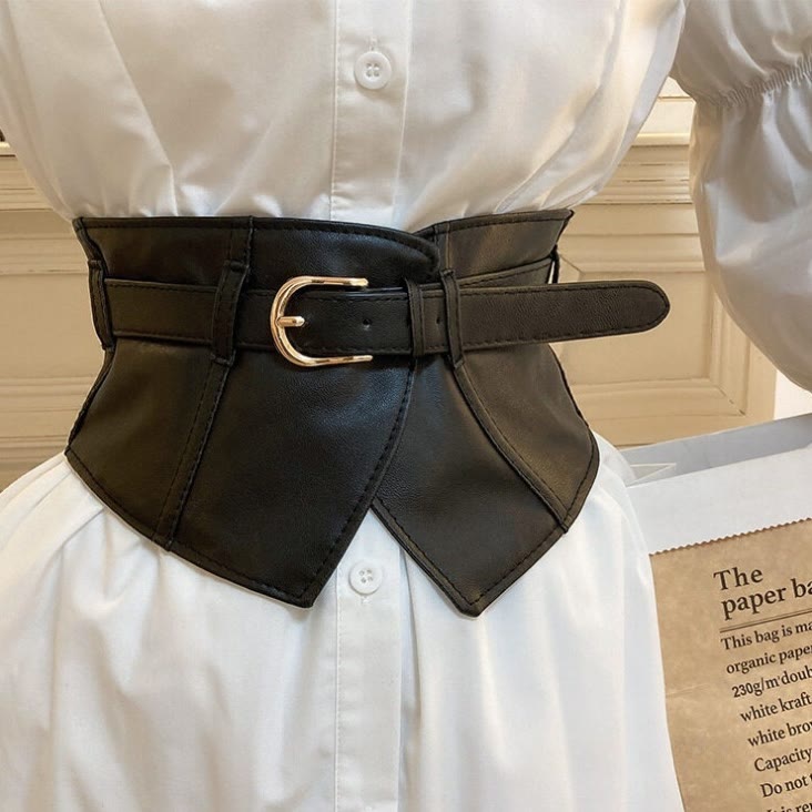 Ceinture corset en cuir à large ceinture pour femme