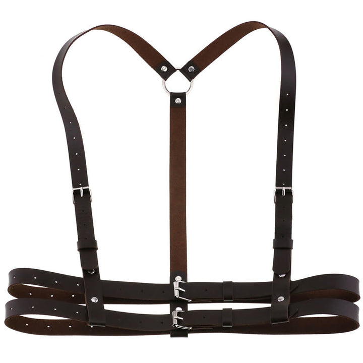 Ceinture corset à sangle punk Ceinture à chaîne en cuir pour femme