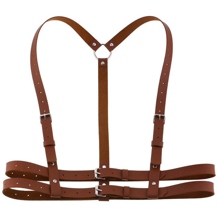 Ceinture corset à sangle punk Ceinture à chaîne en cuir pour femme
