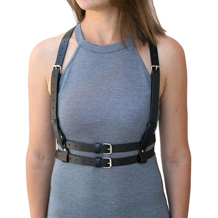 Ceinture corset à sangle punk Ceinture à chaîne en cuir pour femme