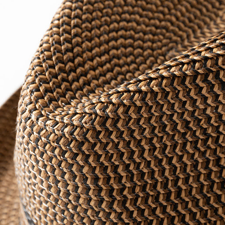 Chapeau Fedora en paille marron café pour homme