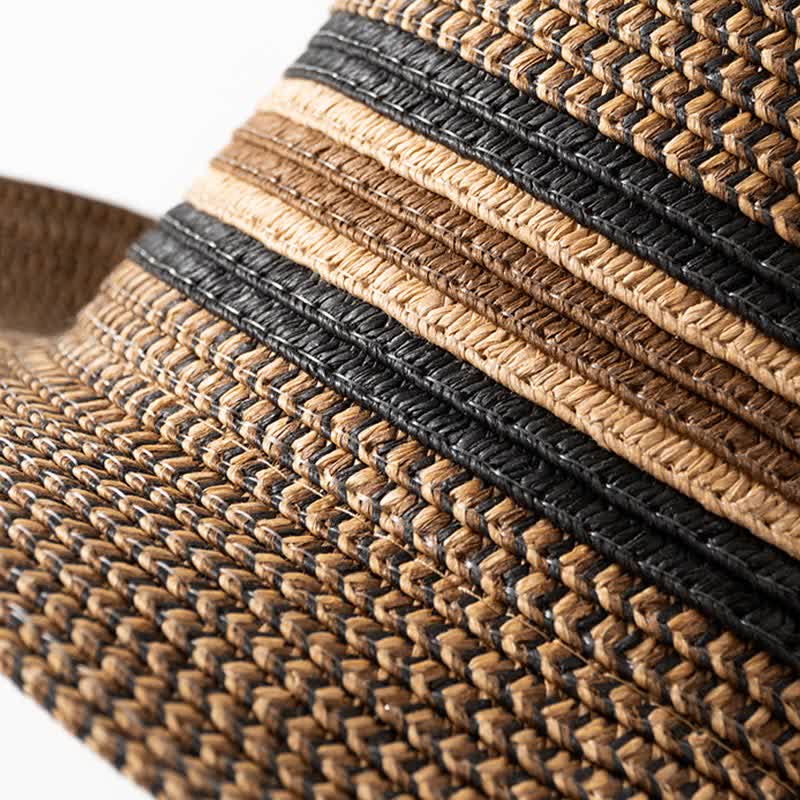 Chapeau Fedora en paille marron café pour homme