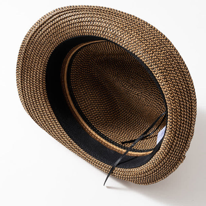 Chapeau Fedora en paille marron café pour homme