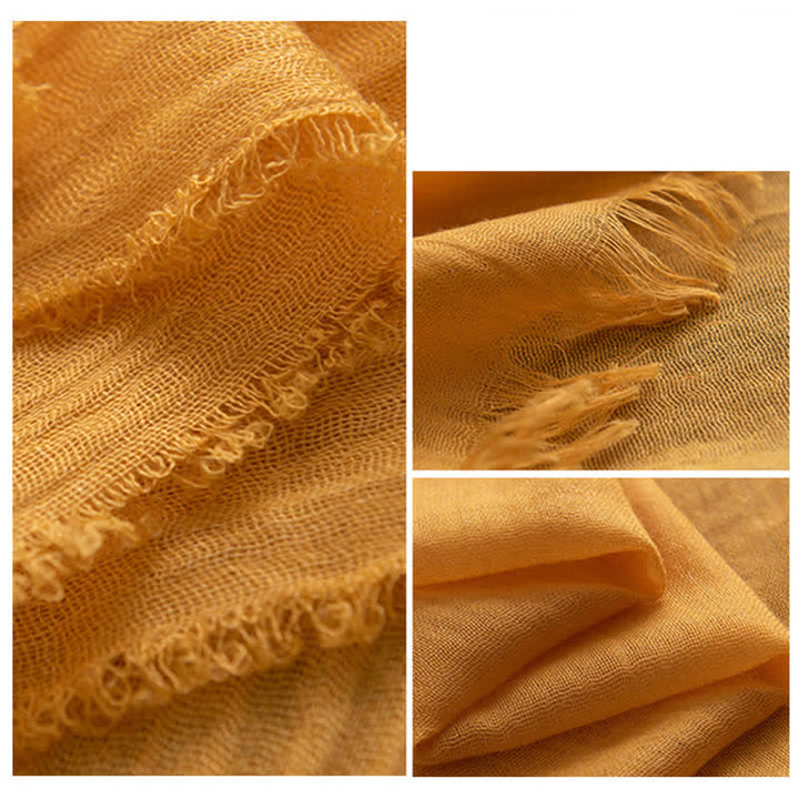 Écharpe d'été fine et douce à pompons courts de couleur unie