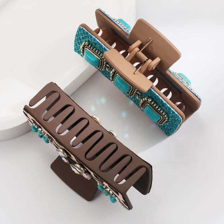 Pince à cheveux pour femme avec imprimé léopard et turquoise de l'Ouest