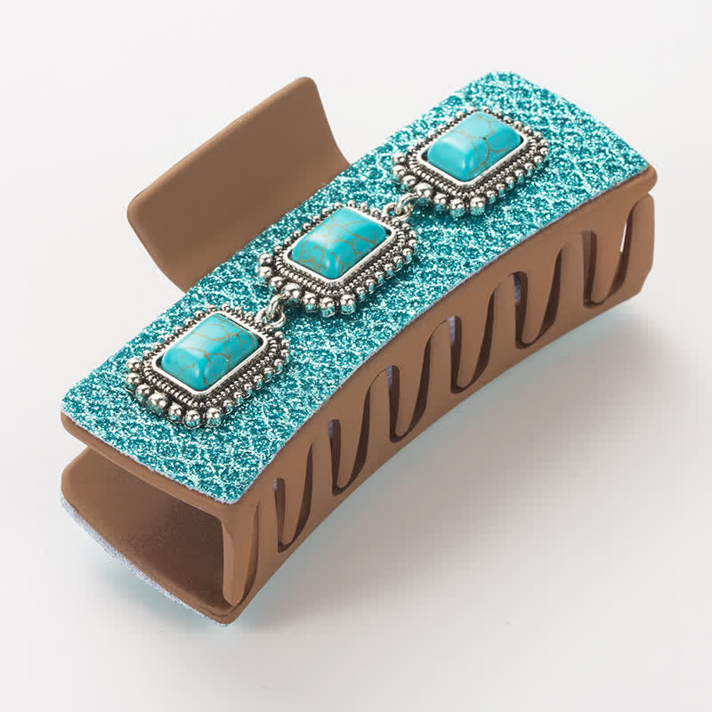 Pince à cheveux pour femme avec imprimé léopard et turquoise de l'Ouest