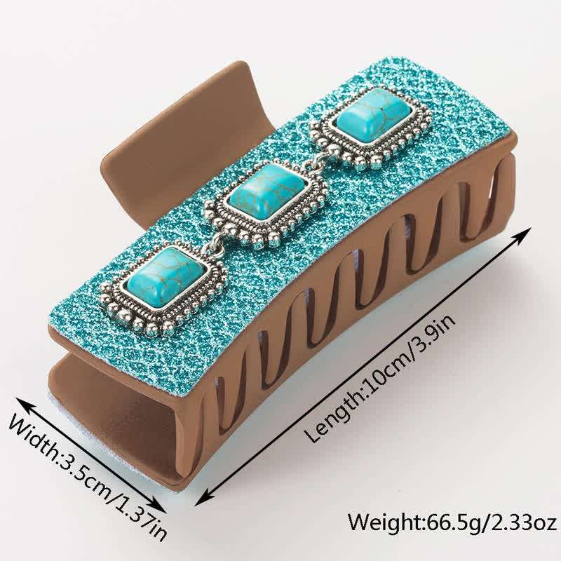 Pince à cheveux pour femme avec imprimé léopard et turquoise de l'Ouest